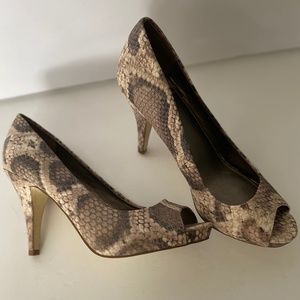 FERGALICIOUS  BY FERGIE SNAKE PRINT HEELS